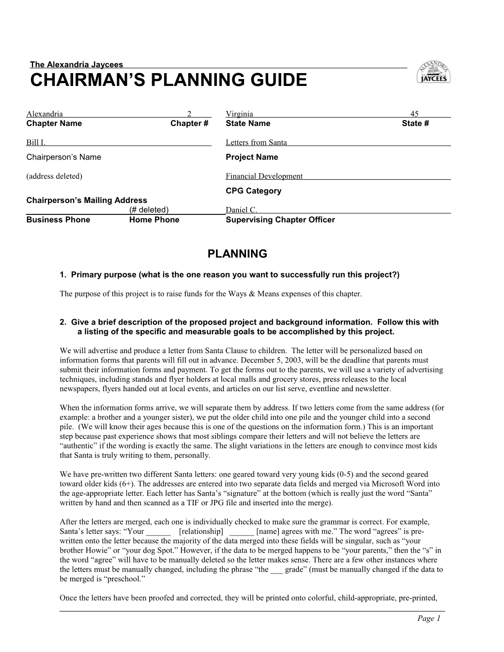 Chairman S Planning Guide