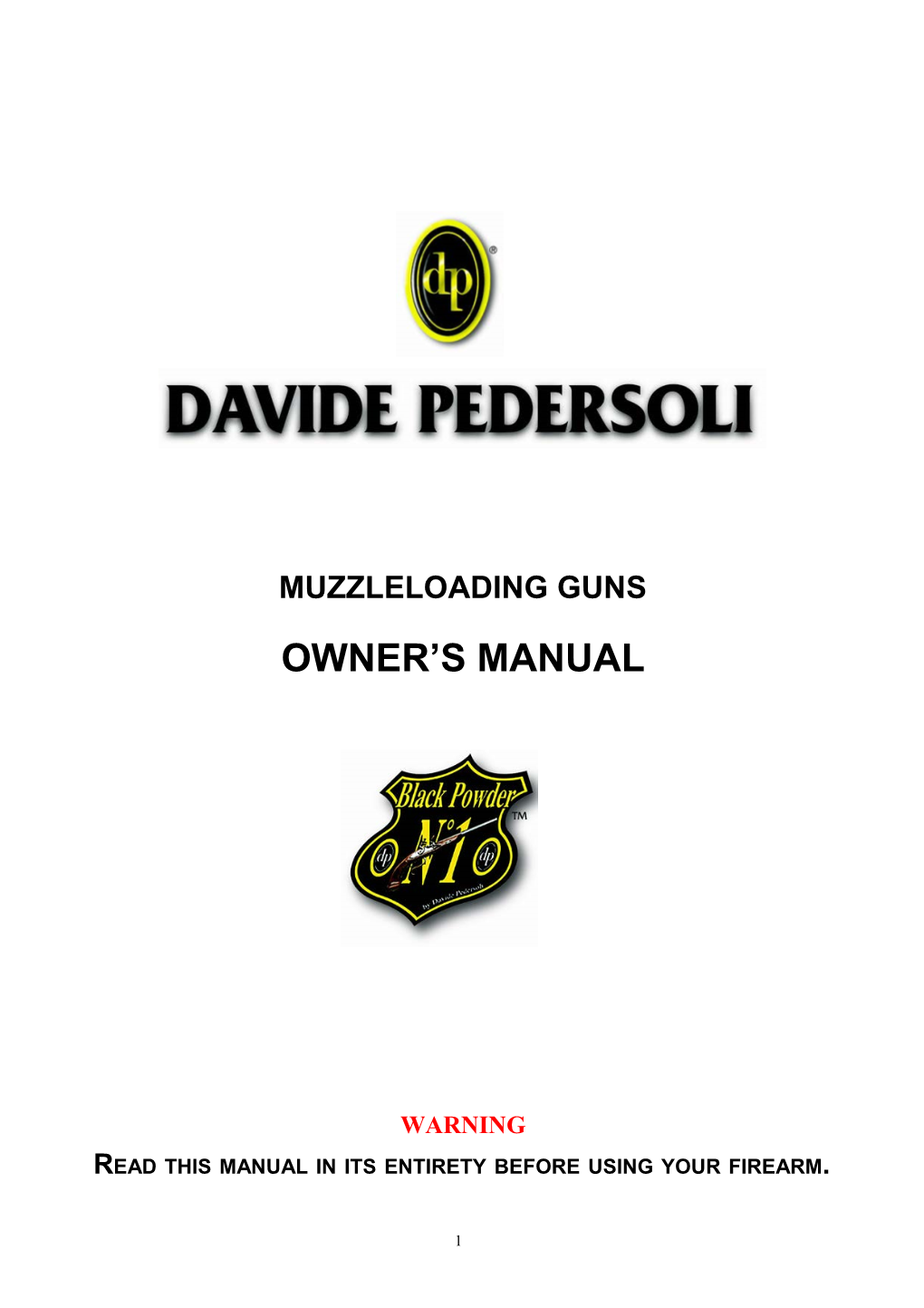 Muzzleloading Guns Owner’S Manual