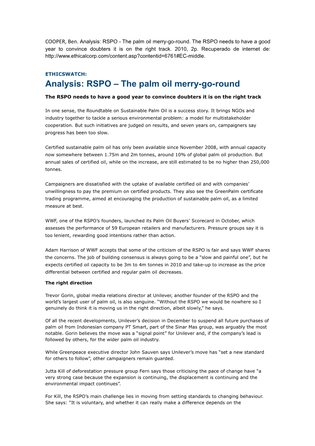 Analysis: RSPO – the Palm Oil Merry-Go-Round