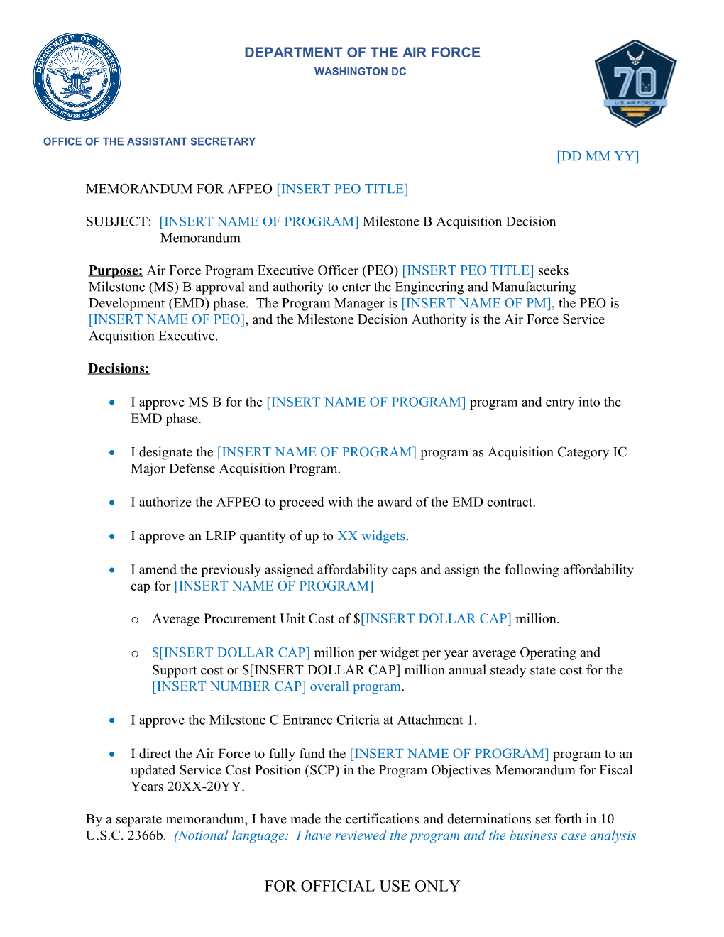 Official Memorandum Template