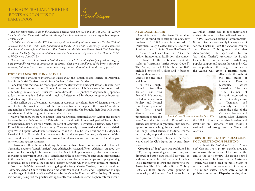 THE AUSTRALIAN TERRIER ROOTS and ROUTES of by EARLY DOGS Carol Sazama