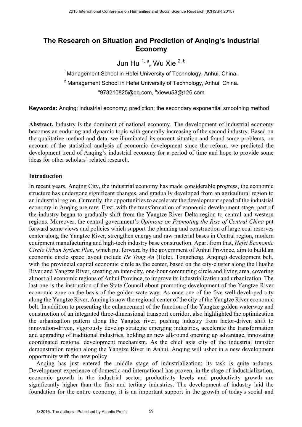 The Research on Situation and Prediction of Anqing's Industrial