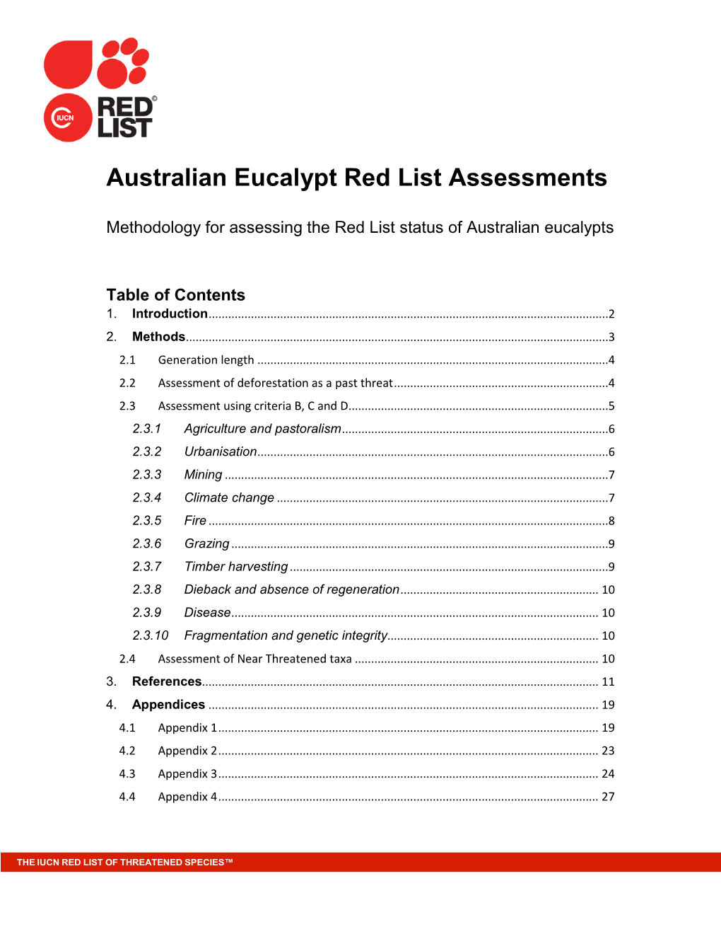 Australian Eucalypt Red List Assessments