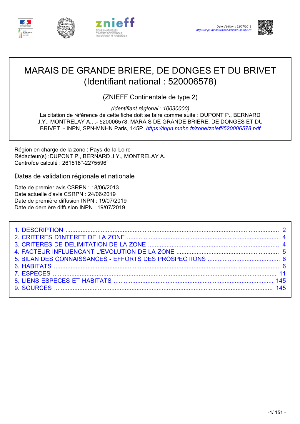 MARAIS DE GRANDE BRIERE, DE DONGES ET DU BRIVET (Identifiant National : 520006578)