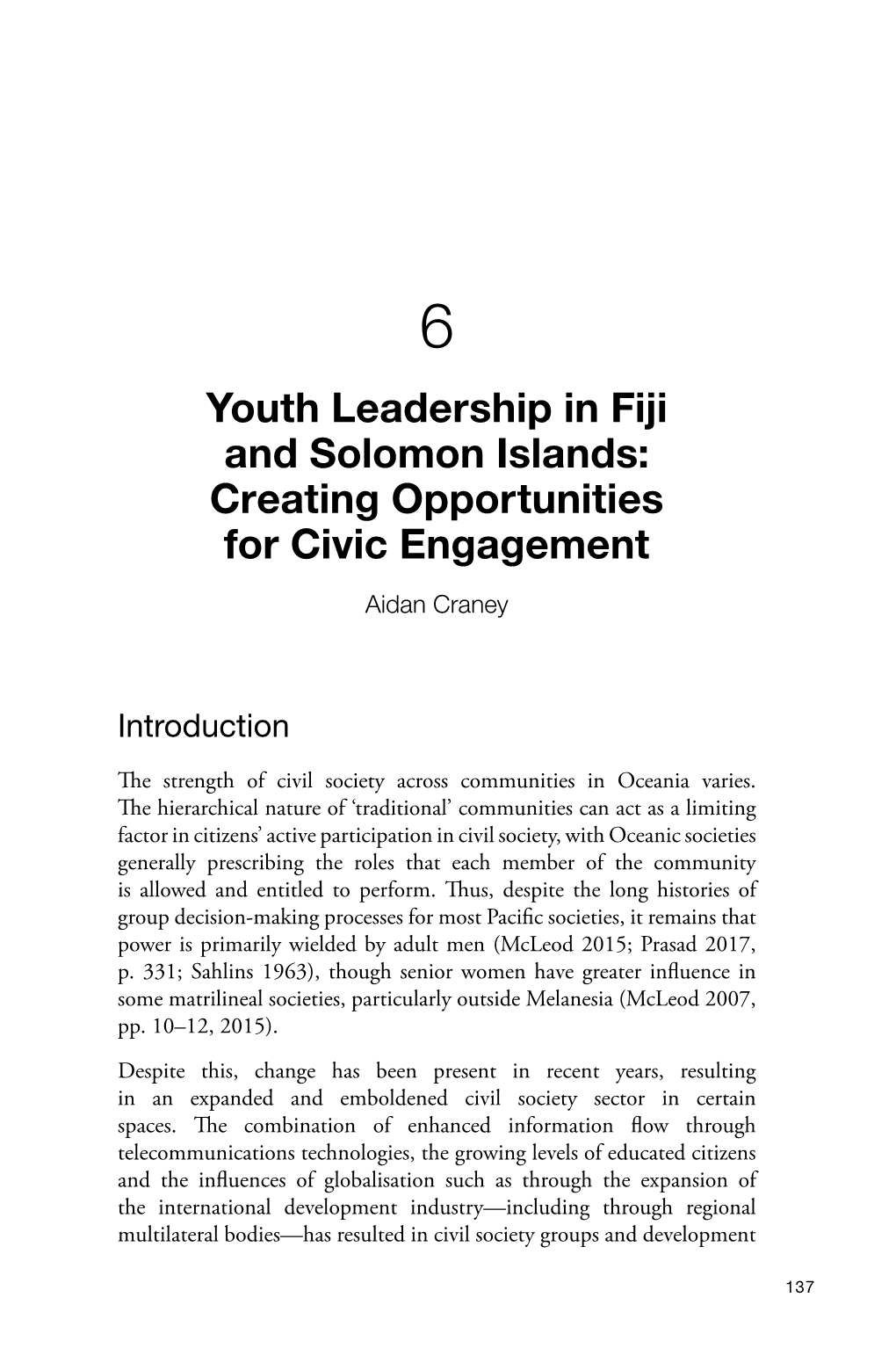 6. Youth Leadership in Fiji and Solomon Islands an Expectation of Deference and a Lack of Deliberative Participation