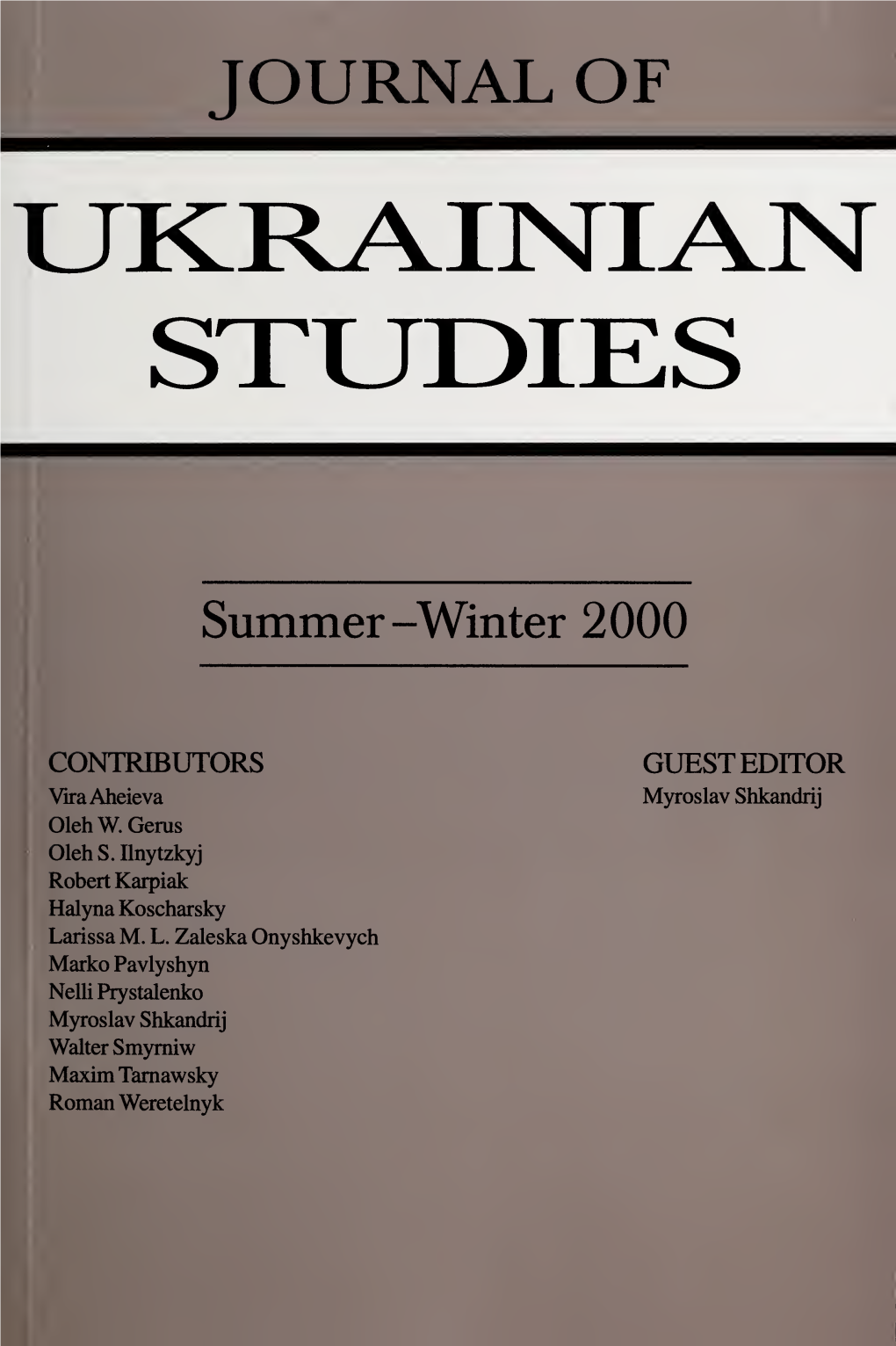 Journal of Ukrainian Studies