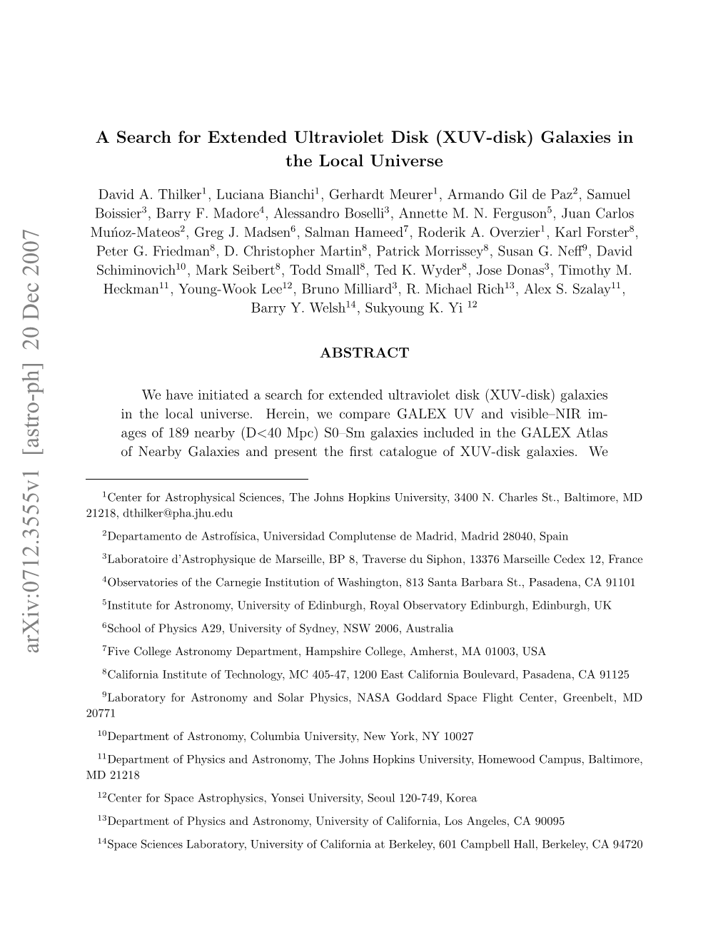 A Search for Extended Ultraviolet Disk (XUV-Disk) Galaxies in the Local