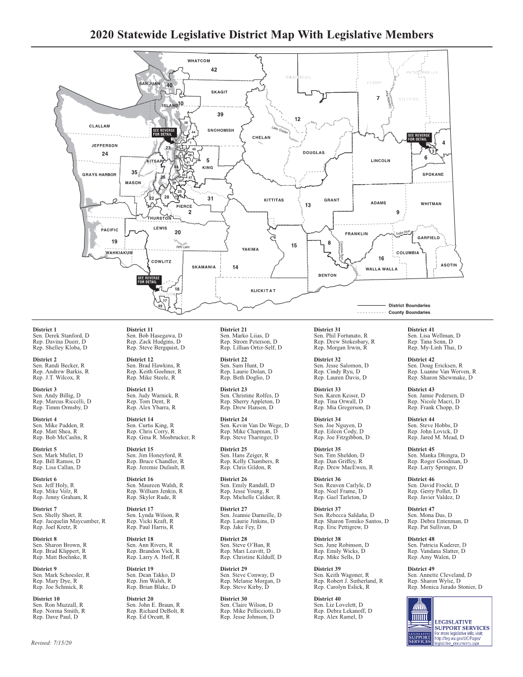 2020 Statewide Legislative District Map with Legislative Members