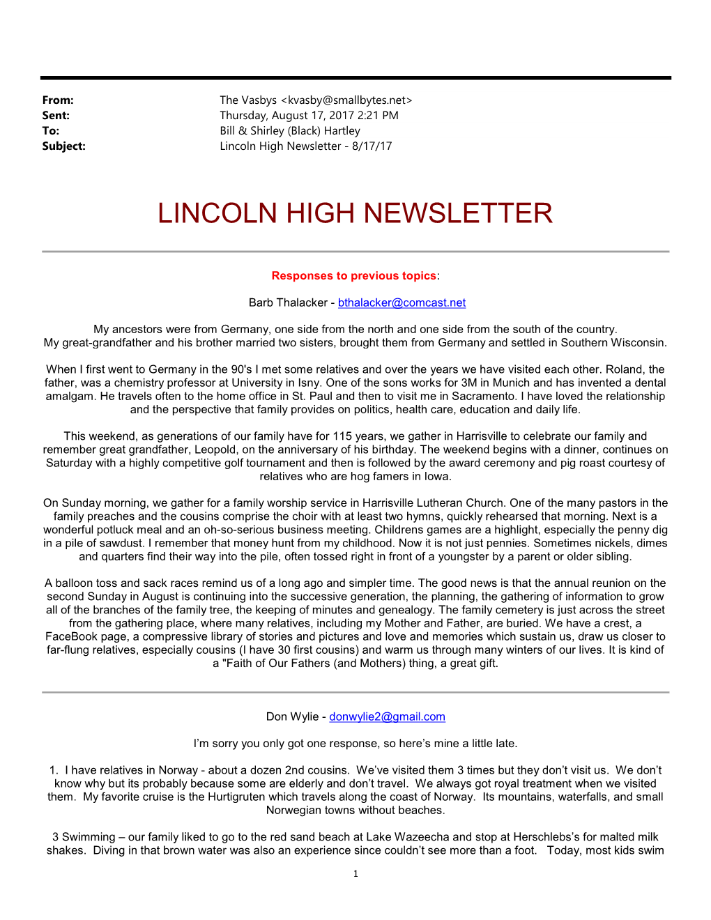 Lincoln High Newsletter – 08.17.17