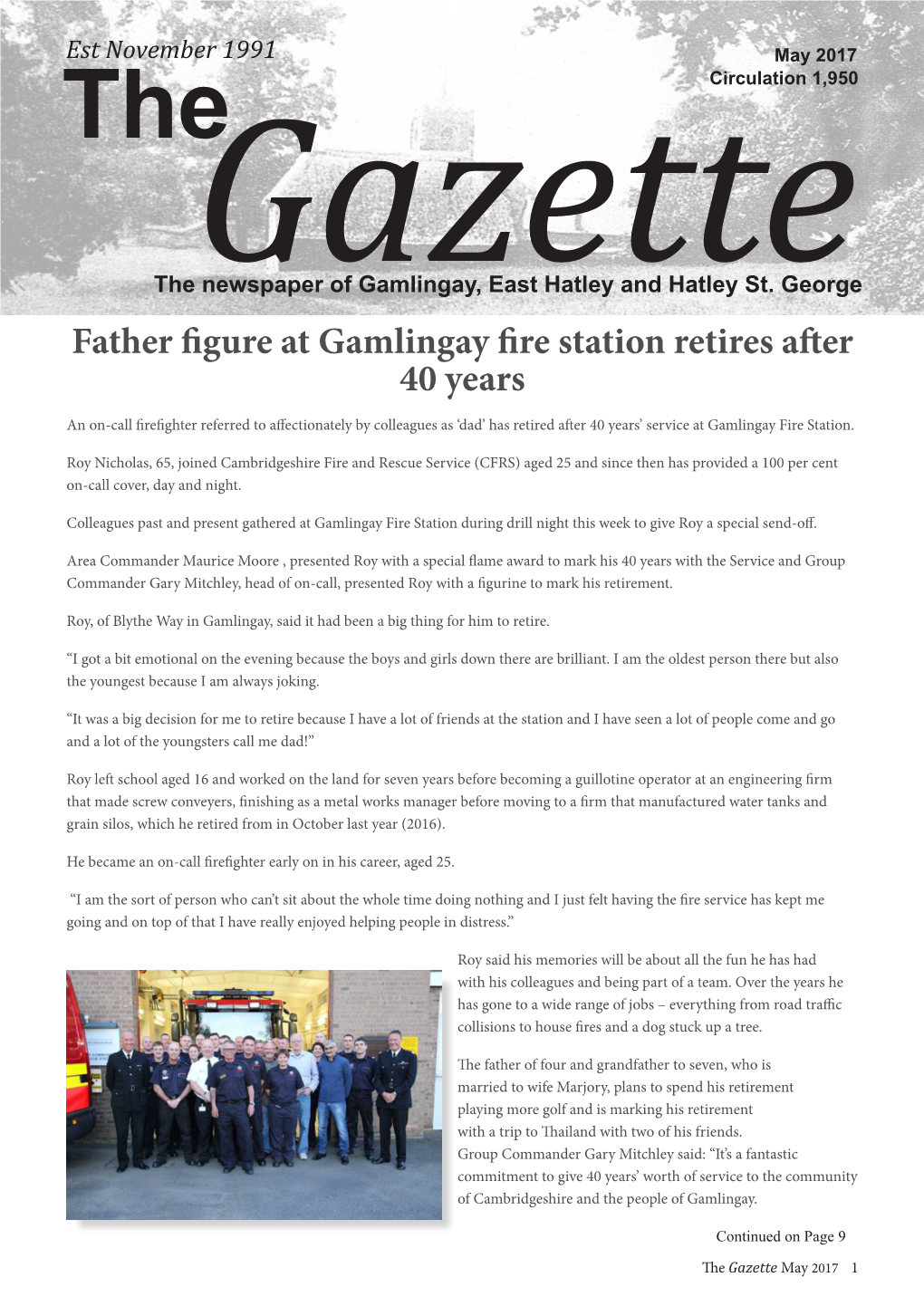 Father Figure at Gamlingay Fire Station Retires After 40 Years