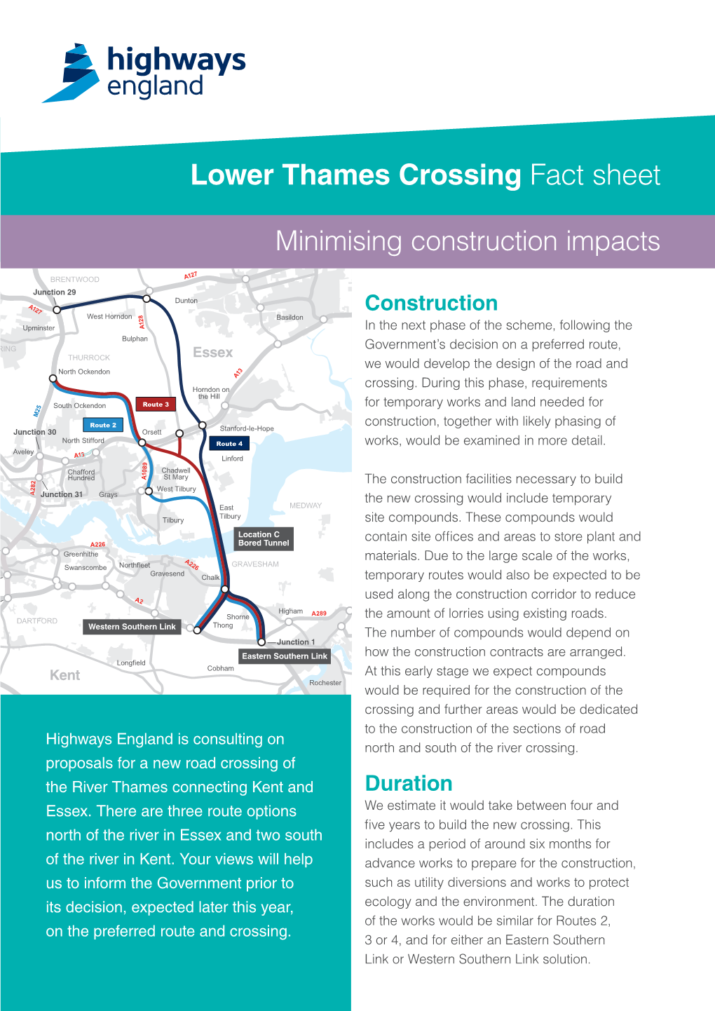 Lower Thames Crossing Fact Sheet