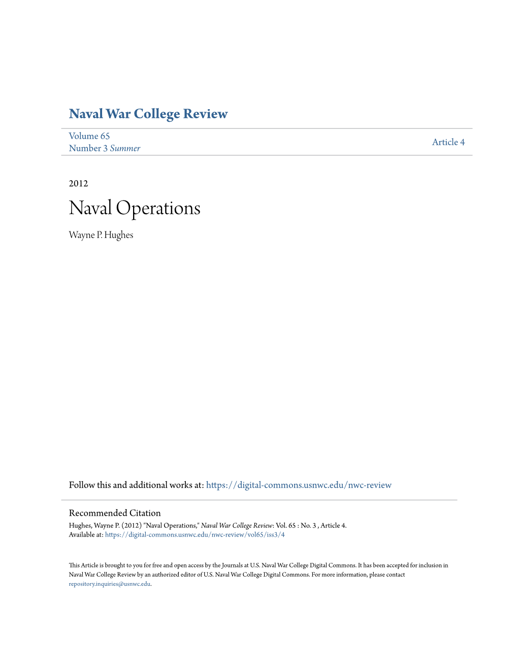 Operational Level of War at Sea