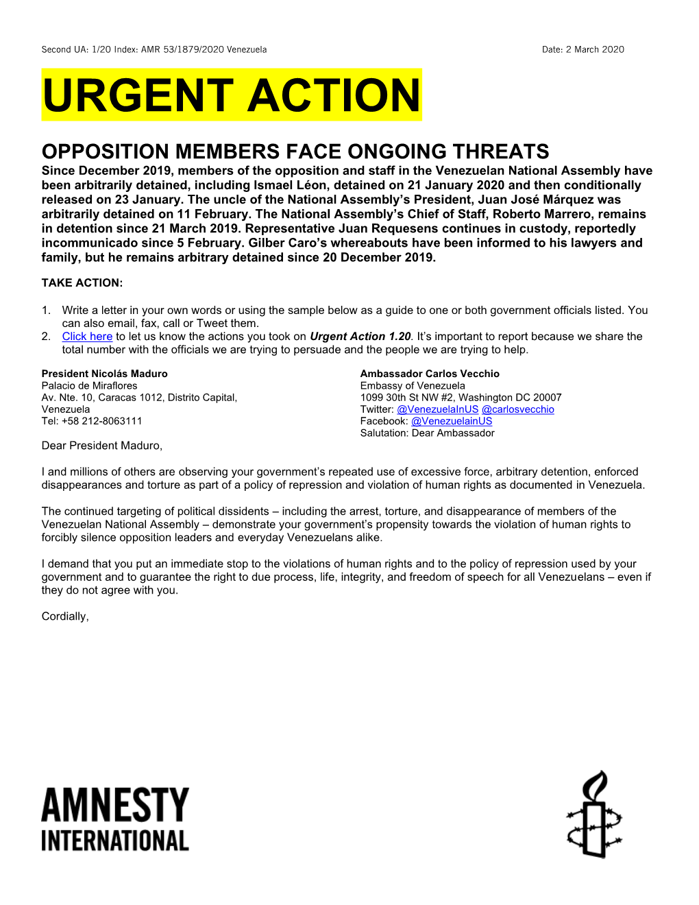 Urgent Action