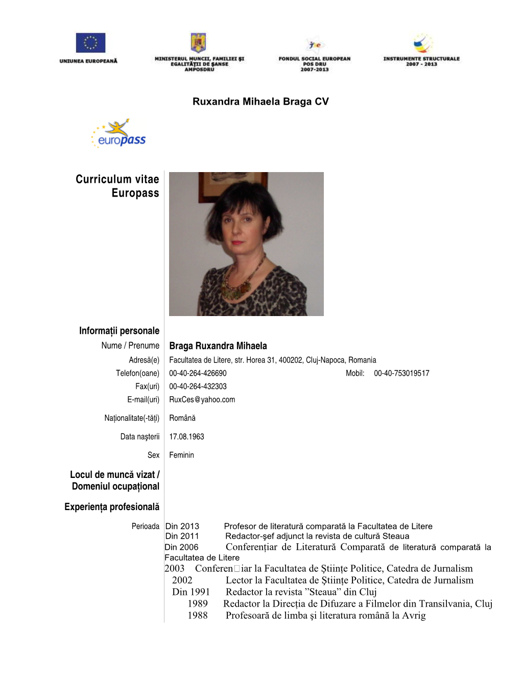 CV Ruxandra Cesereanu