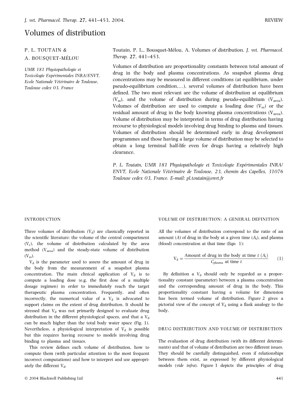 Volumes of Distribution