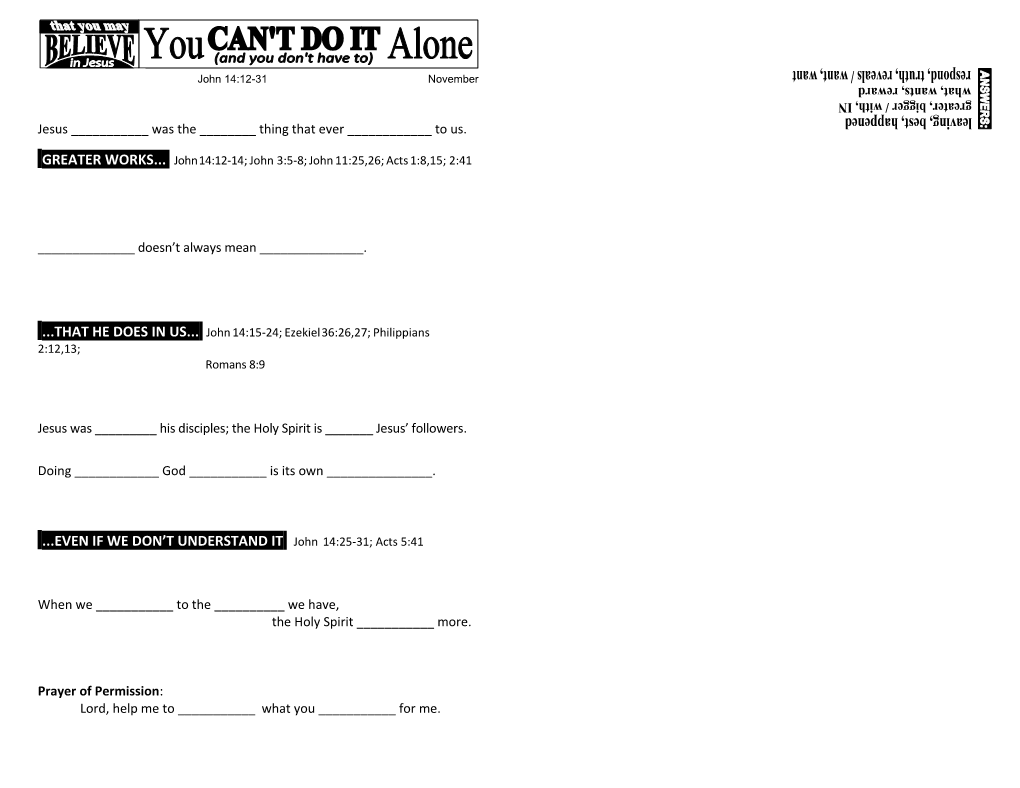 Discussion Questions for Small Groups Or Personal Study