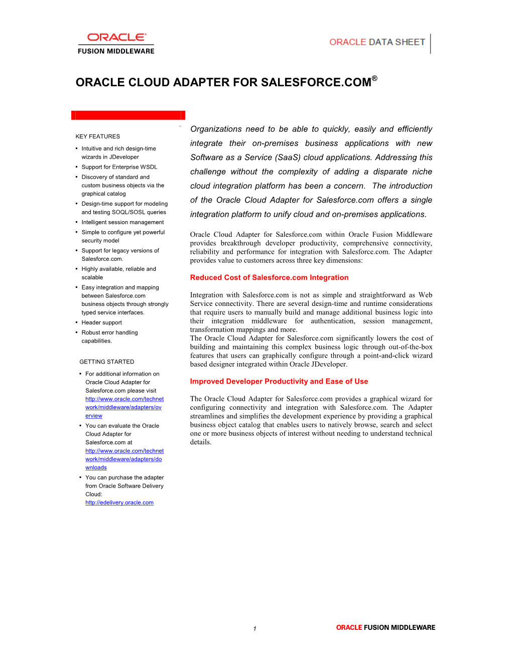 Oracle Cloud Adapter for Salesforce.Com®