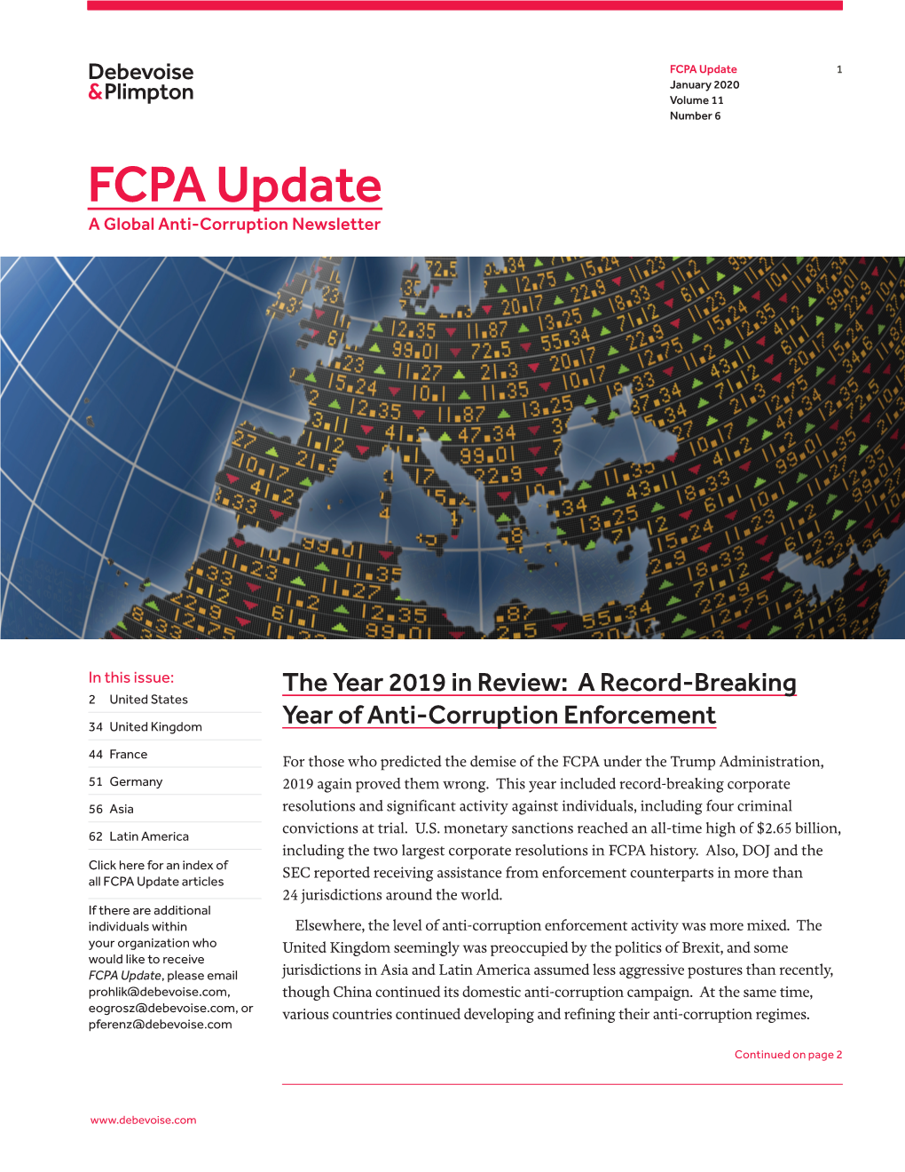 FCPA Update 1 January 2020 Volume 11 Number 6 FCPA Update a Global Anti‑Corruption Newsletter