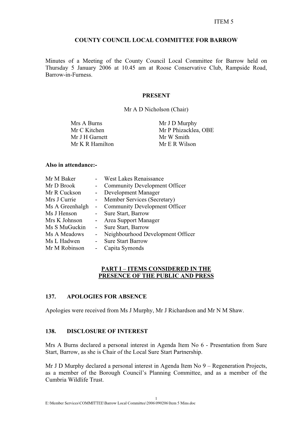 Development Control and Regulation Committee