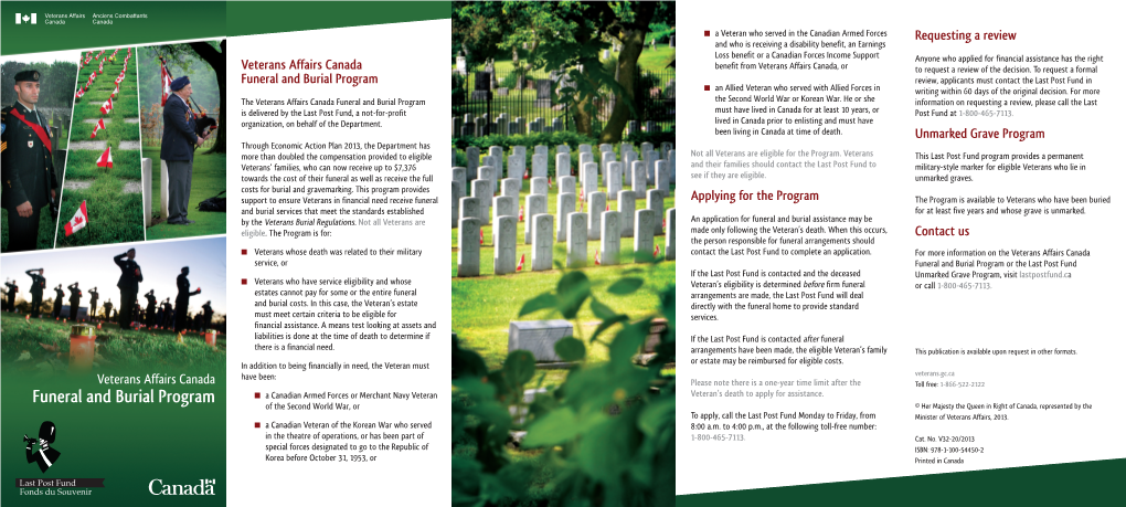 Veterans Affairs Canada Funeral and Burial Program Applying for the Program Requesting a Review Unmarked Grave Program Contact U