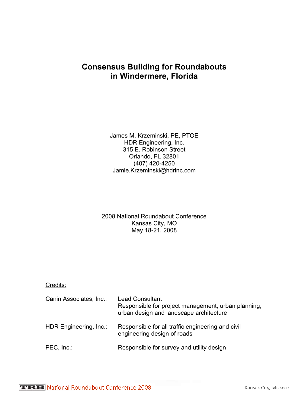 Consensus Building for Roundabouts in Windermere, Florida