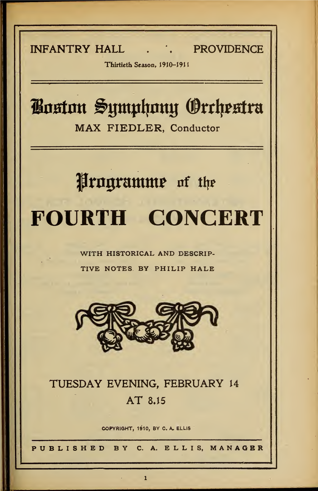 Boston Symphony Orchestra Concert Programs, Season 30,1910-1911, Trip