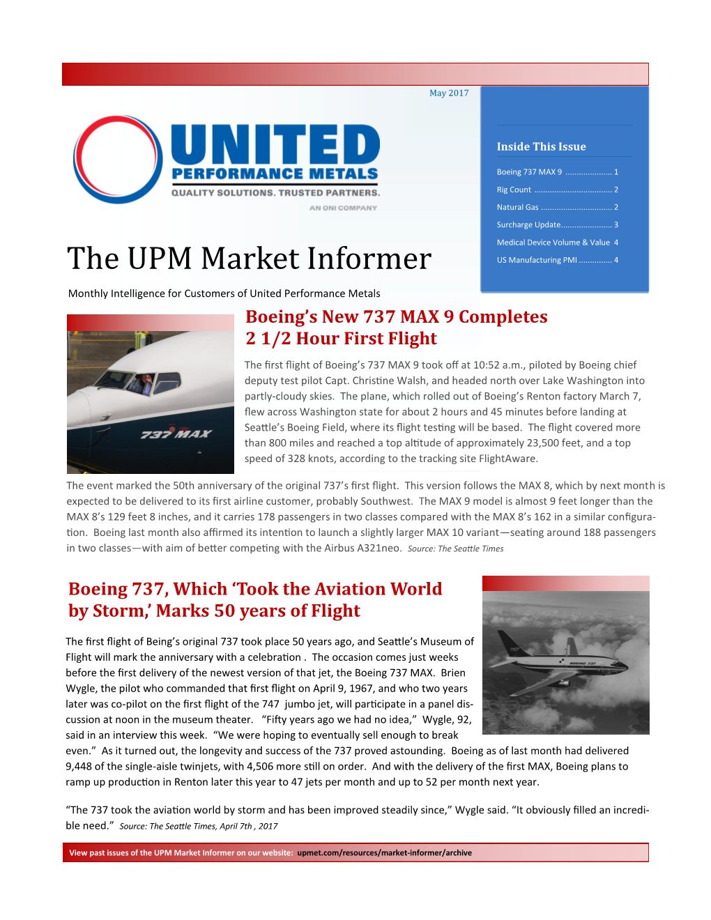 The UPM Market Informer US Manufacturing PMI