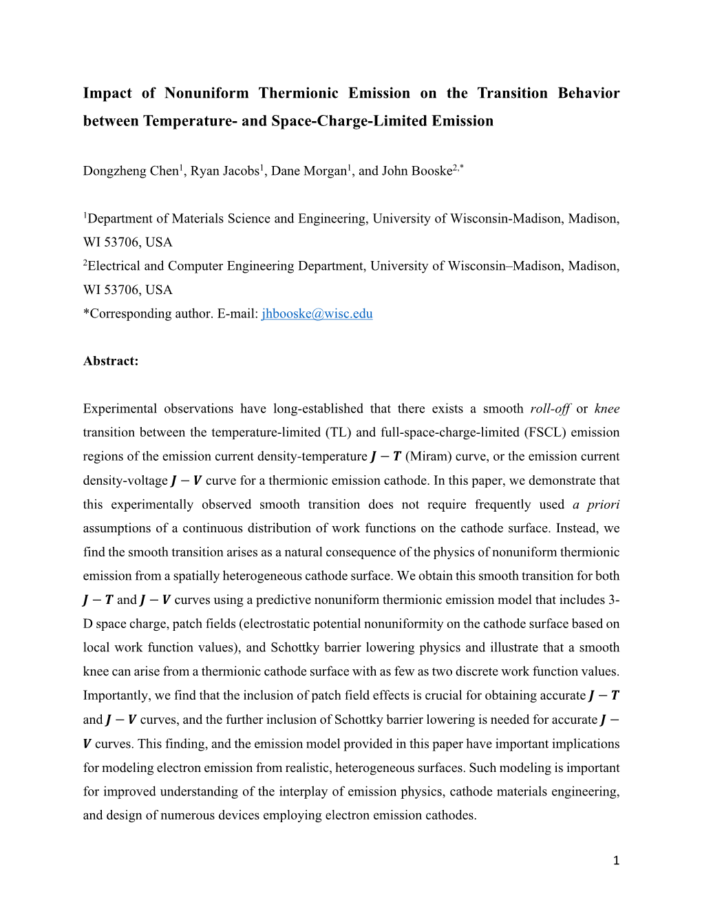 Impact of Nonuniform Thermionic Emission on the Transition Behavior Between Temperature- and Space-Charge-Limited Emission