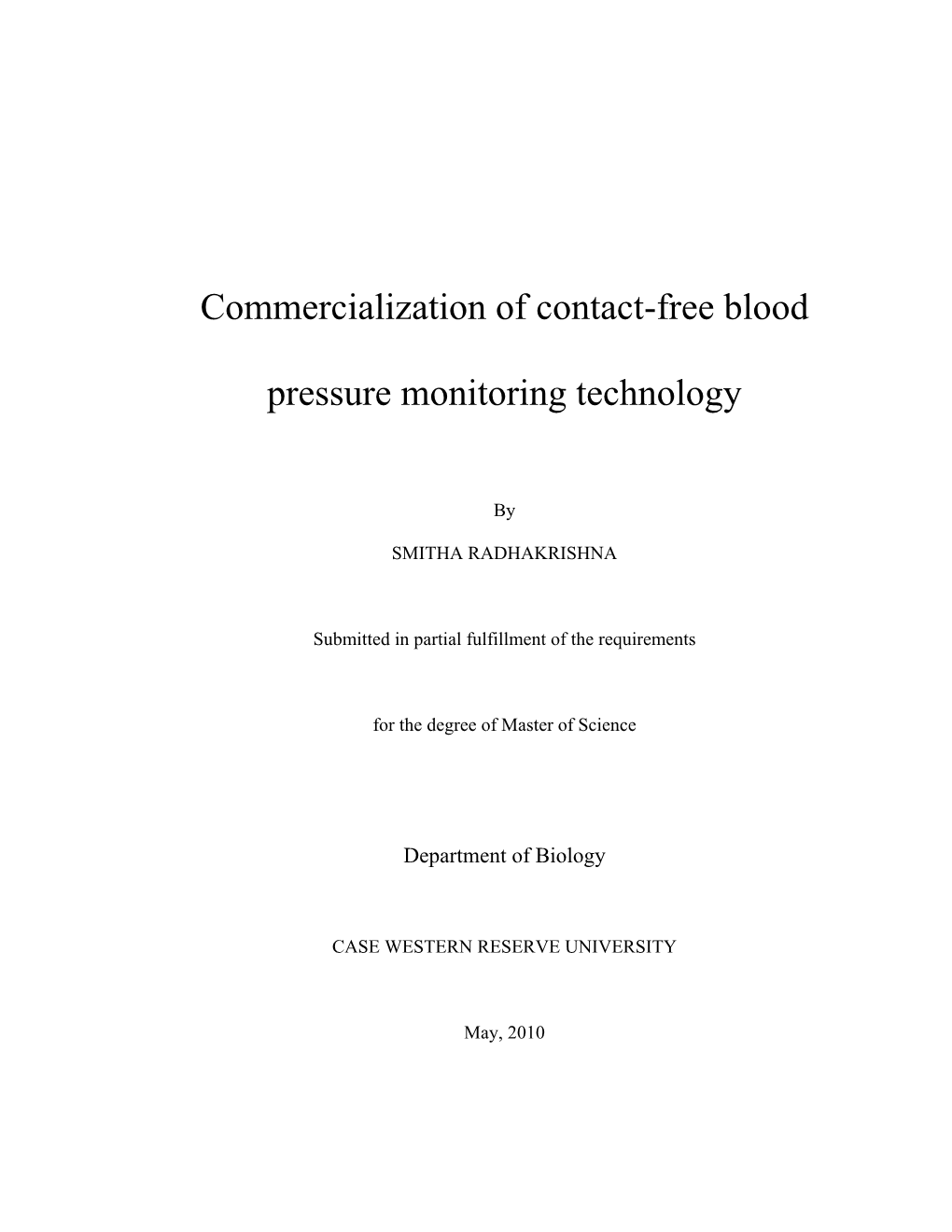 Commercialization of Contact-Free Blood Pressure Monitoring Technology