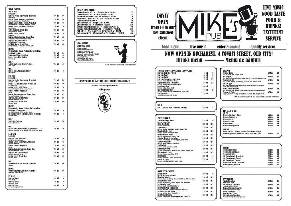 Mikes Pub DRINKS MENU Copy