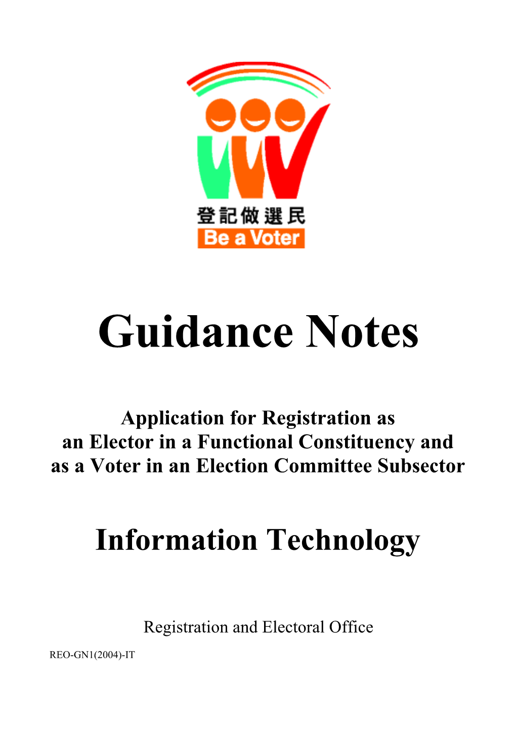 Guidance Notes Application for Registration As an Elector in A