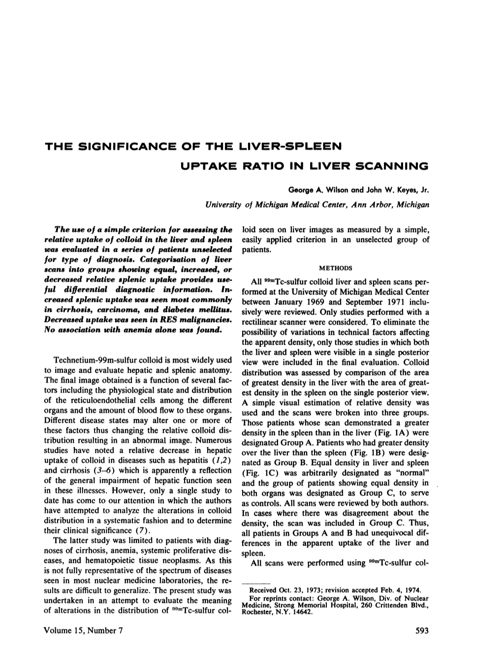 The Significance of the Liver-Spleen Uptake Ratio in Liver Scanning