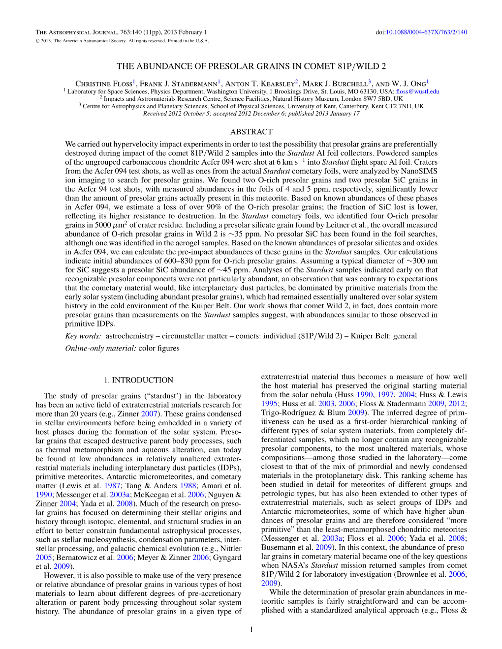 The Abundance of Presolar Grains in Comet 81P/Wild 2