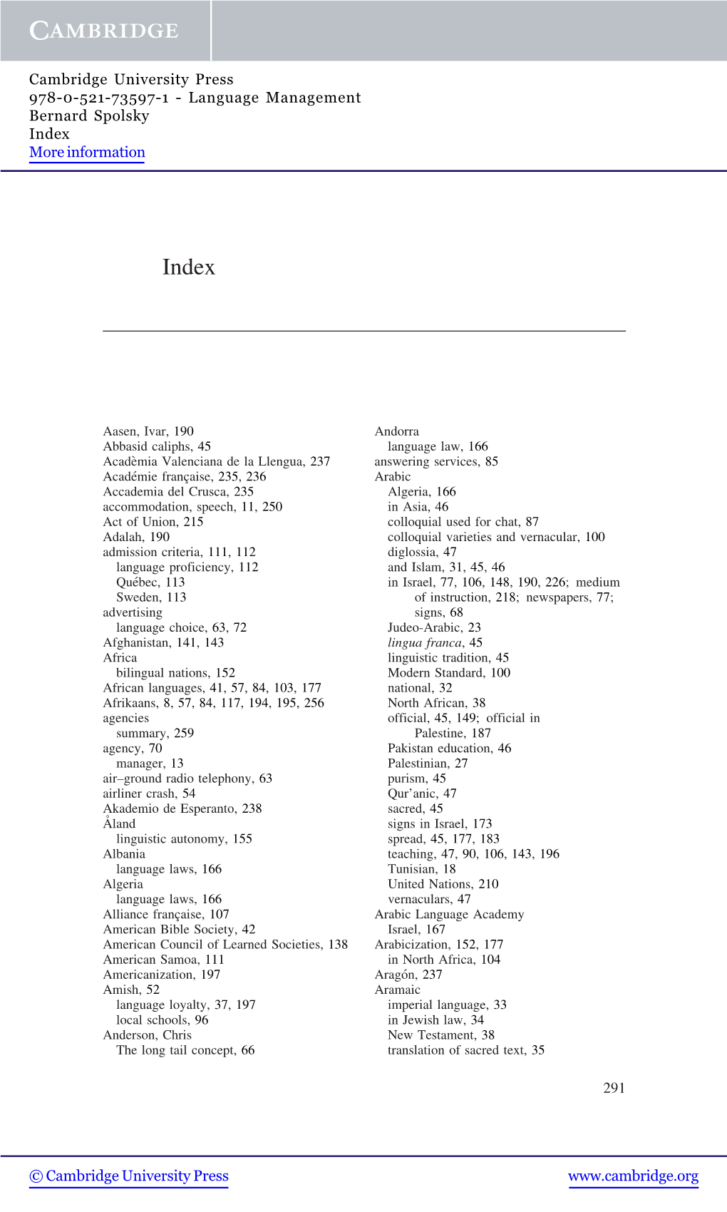 291 © Cambridge University Press Cambridge