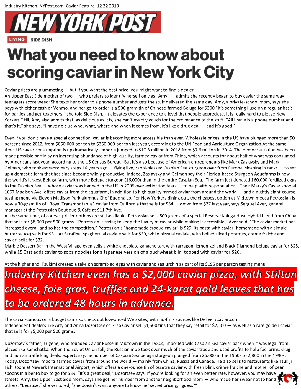 Industry Kitchen Nypost.Com Caviar Feature 12 22 2019