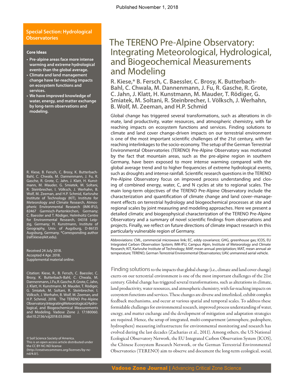 The TERENO Pre-Alpine Observatory: Integrating Meteorological, Hydro- Feedback Mechanisms, and Occur at Various Spatial and Temporal Scales