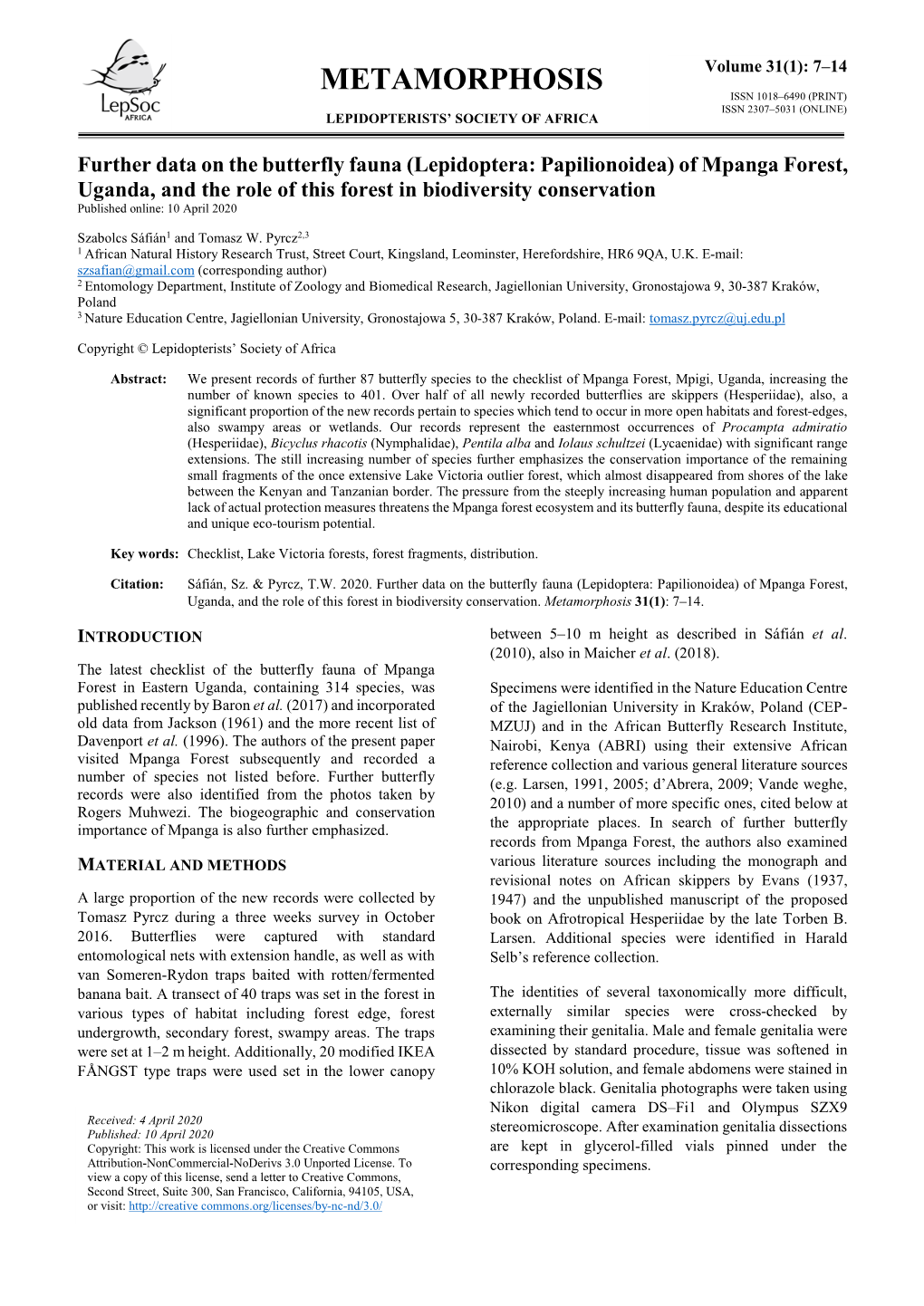 Further Data on the Butterfly Fauna (Lepidoptera: Papilionoidea)