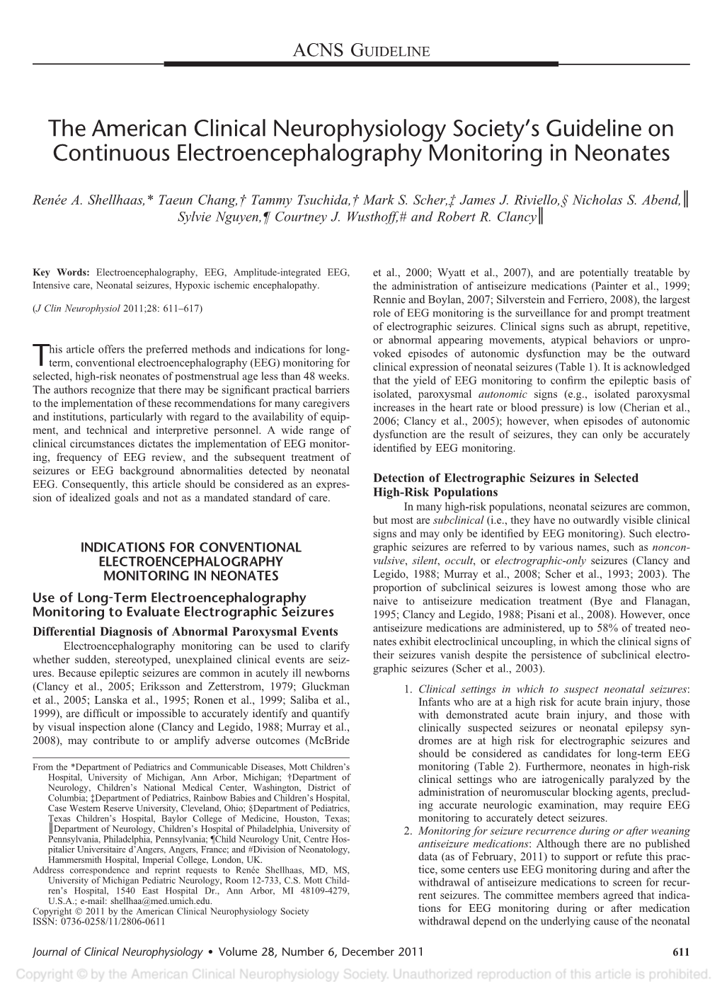 Continuous EEG Monitoring in Neonates