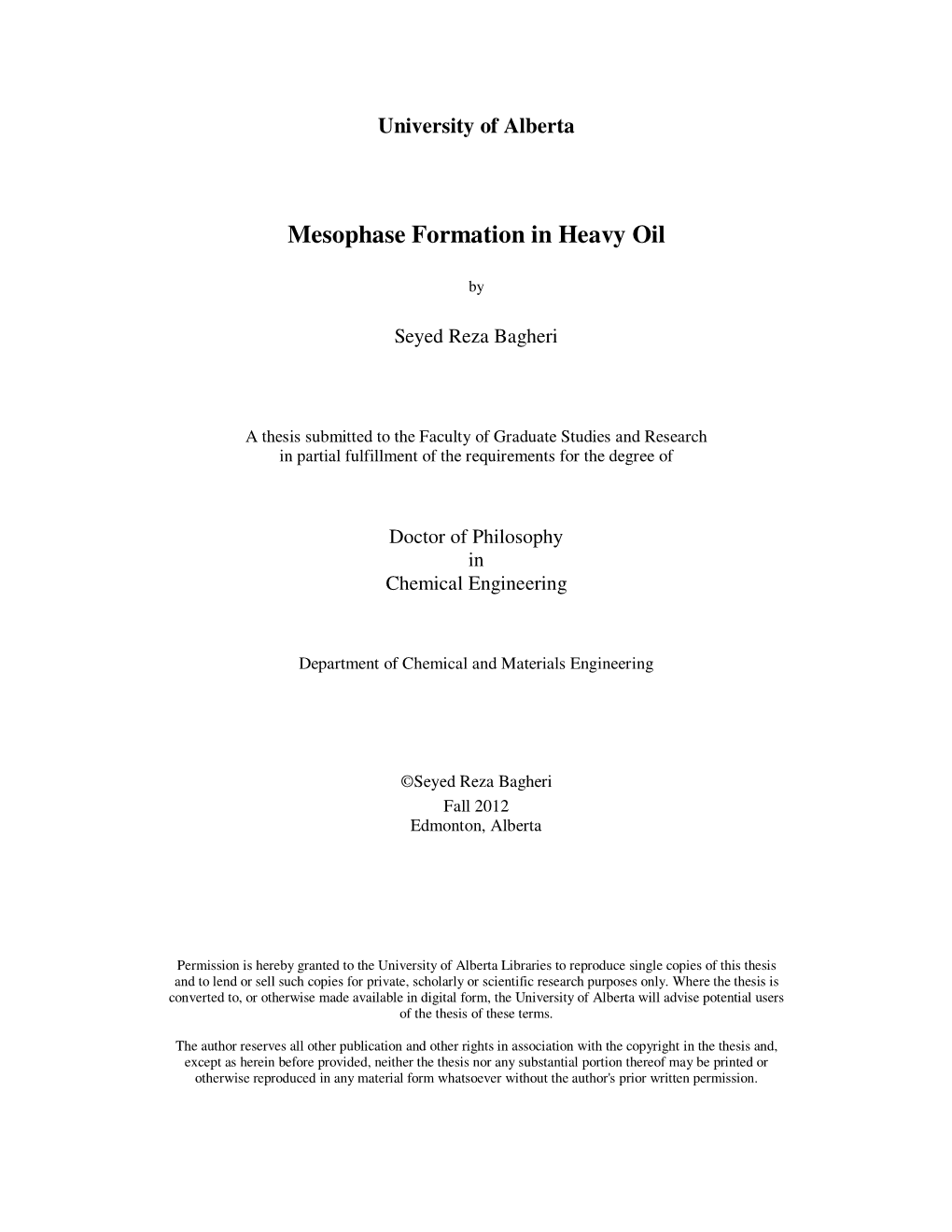 Mesophase Formation in Heavy Oil