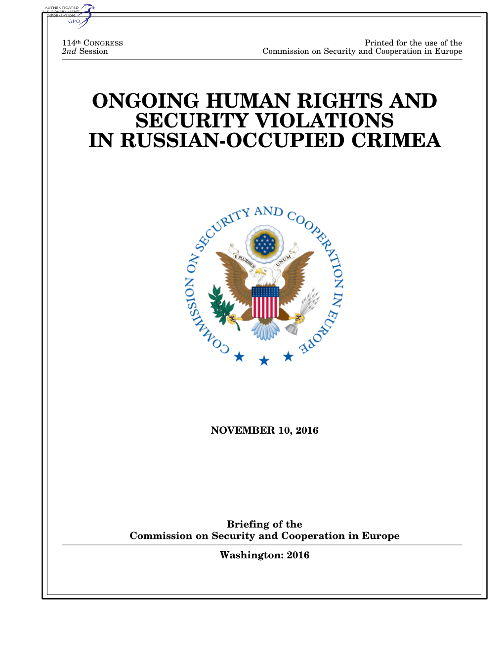 Ongoing Human Rights and Security Violations in Russian-Occupied Crimea