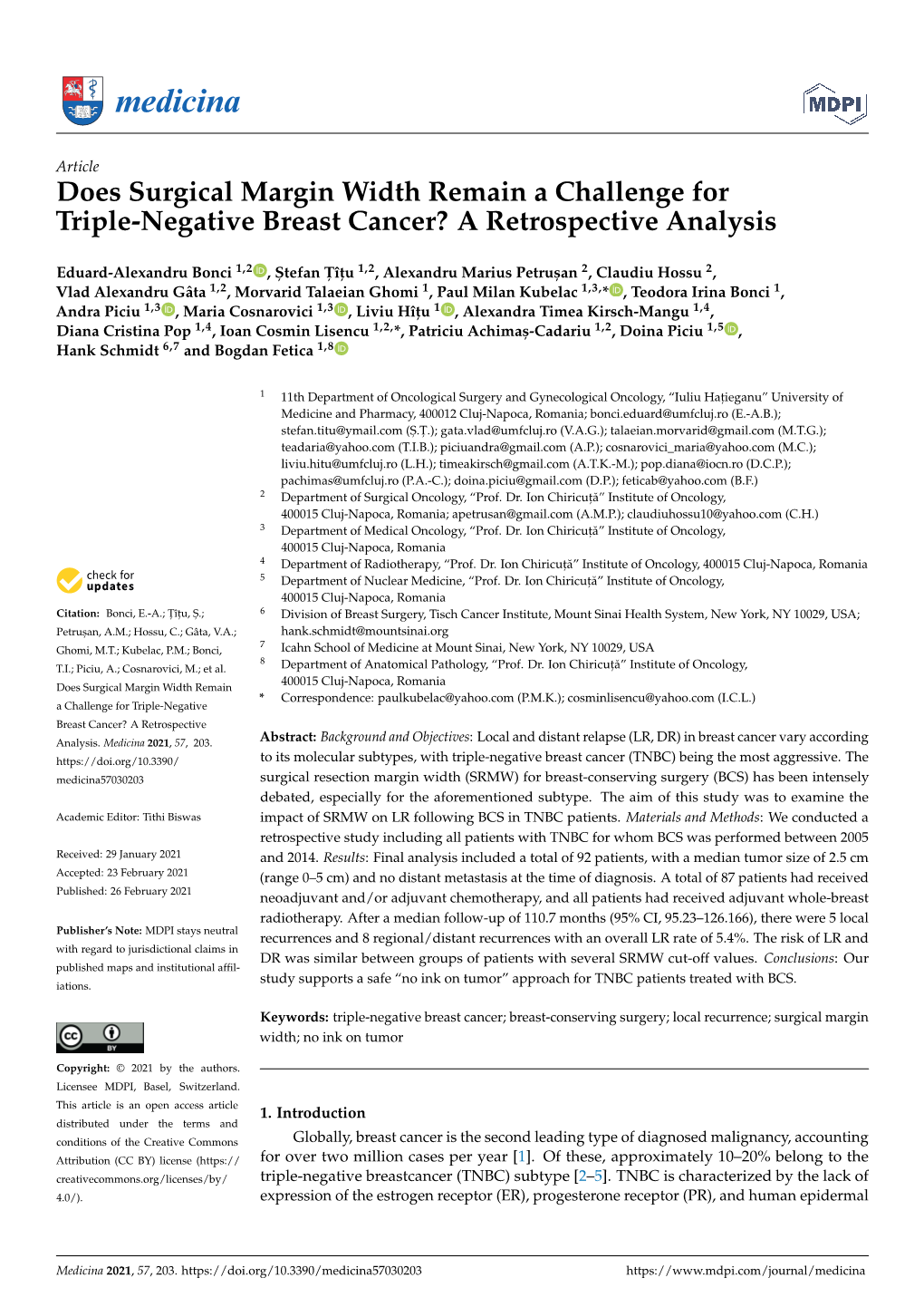 Does Surgical Margin Width Remain a Challenge for Triple-Negative Breast Cancer? a Retrospective Analysis