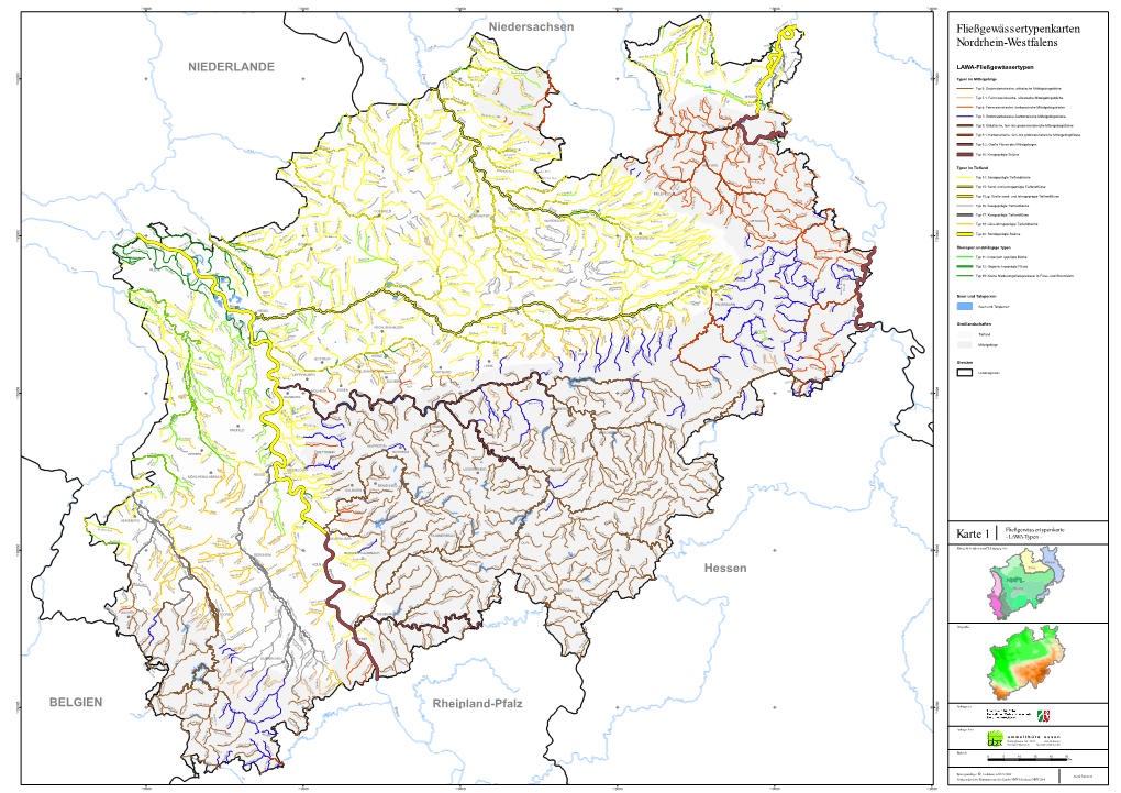 Fließgewässertypenkarten Nordrhein-Westfalens