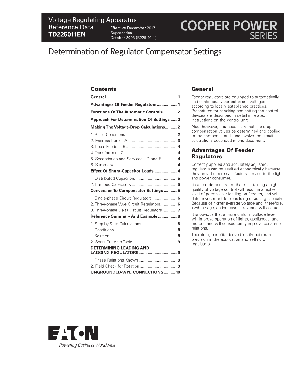 Voltage Regulator Compensation Settings