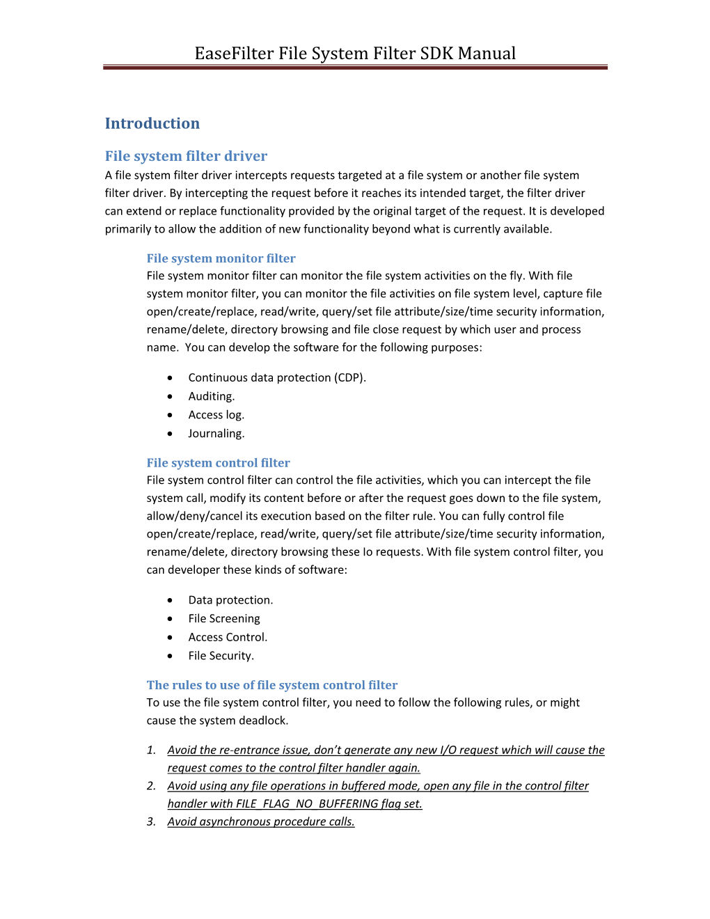 Easefilter File System Filter SDK Manual