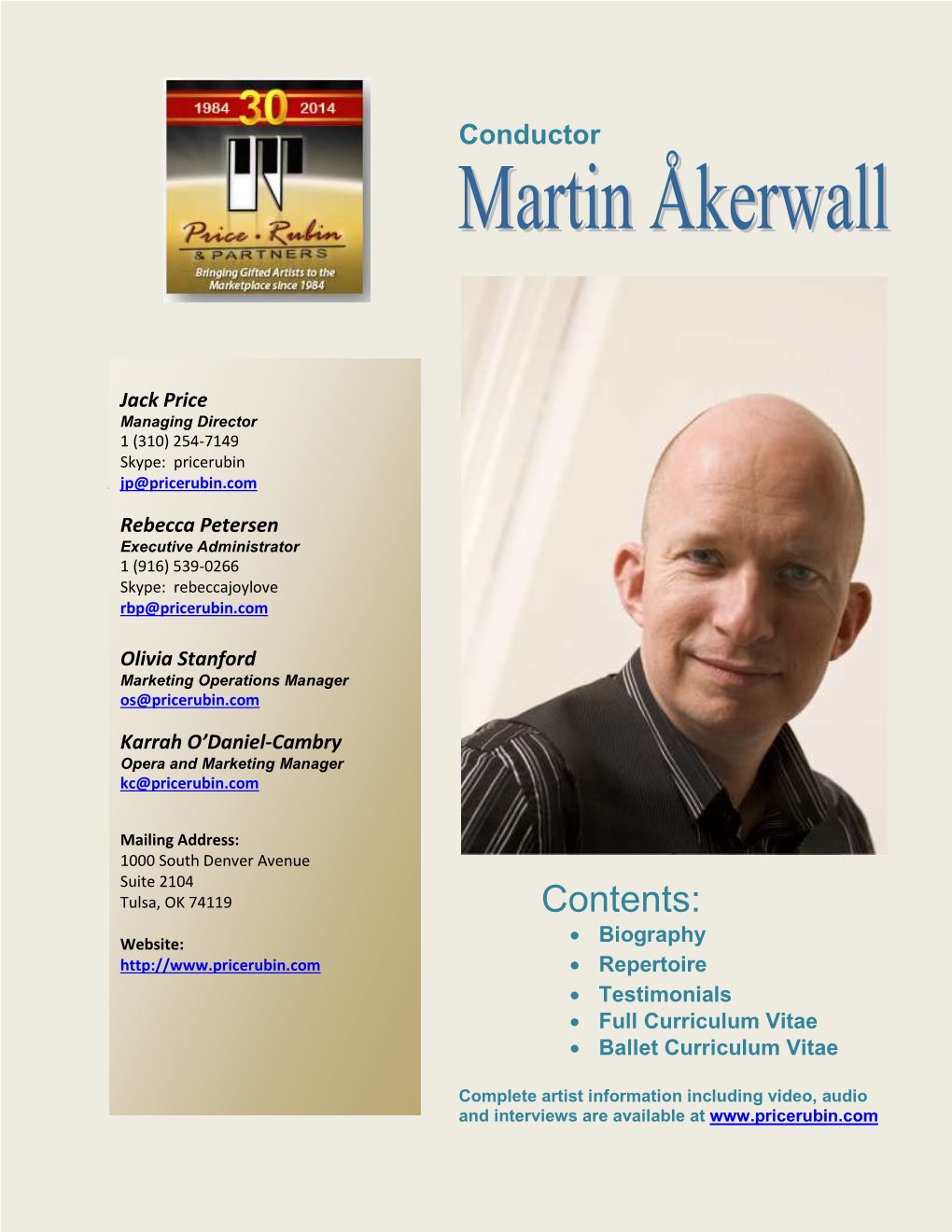 Martin Åkerwall – Ballet Curriculum Vitae Curriculum Vitae M a R T I N a K E R W a L L