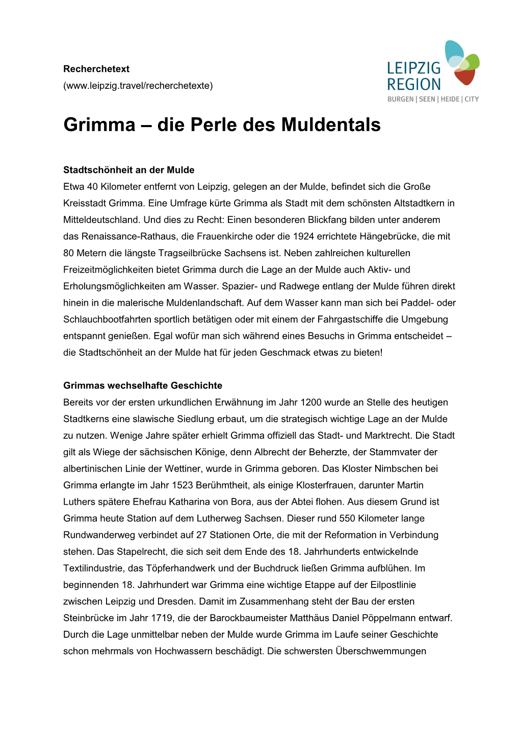 Grimma – Die Perle Des Muldentals