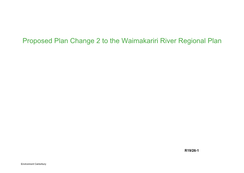 Proposed Plan Change 2 to the Waimakariri River Regional Plan