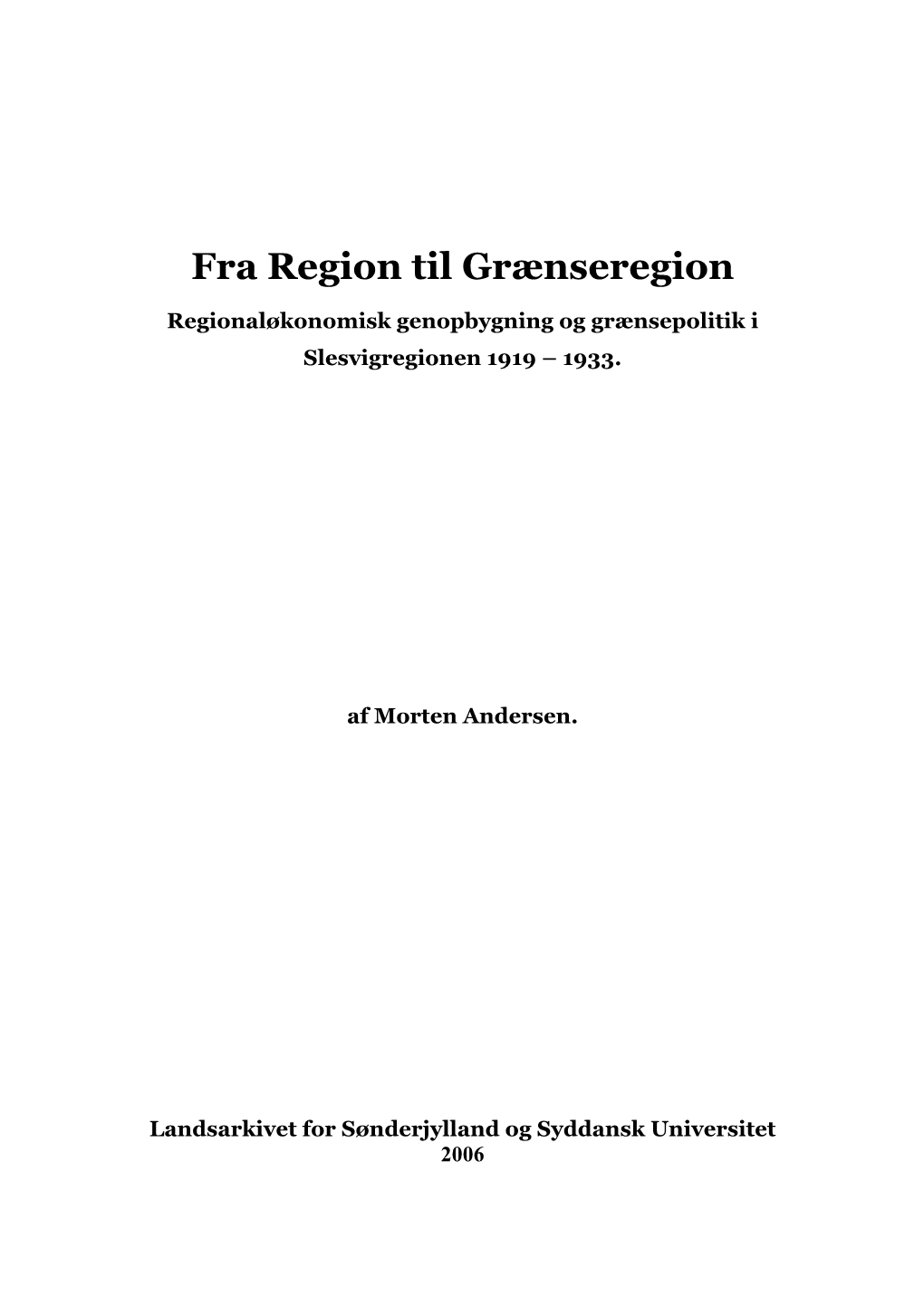 Fra Region Til Grænseregion