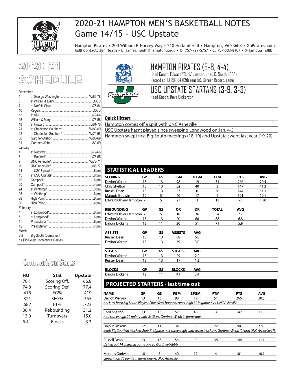 2020-21 Schedule