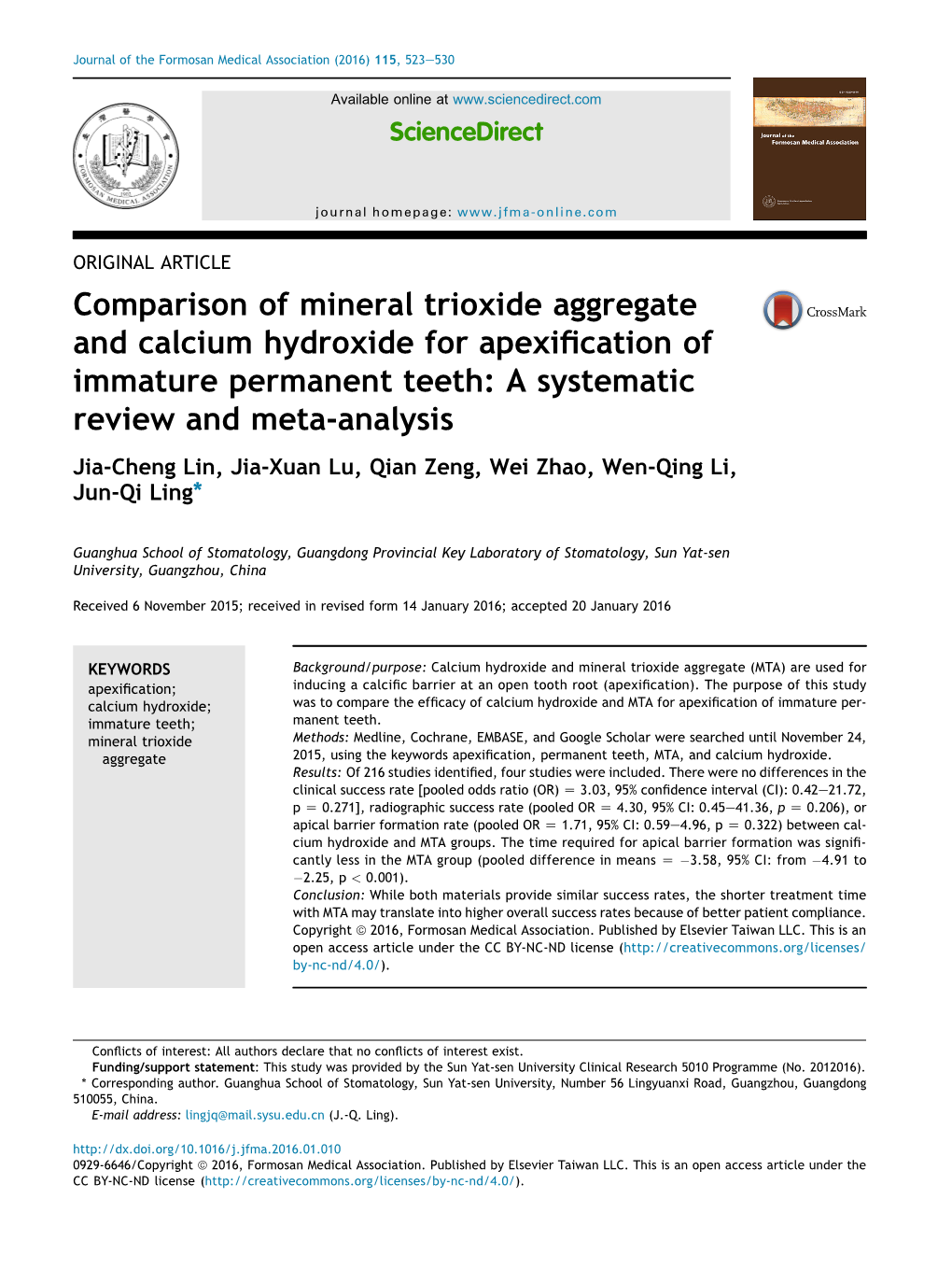 Comparison of Mineral Trioxide Aggregate and Calcium Hydroxide